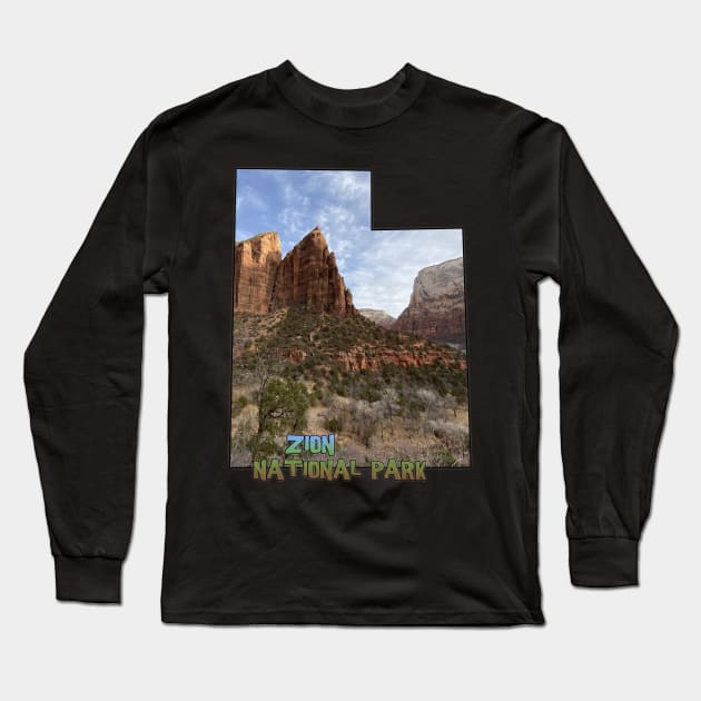 Utah State Outline - Zion National Park Long Sleeve T-Shirt by gorff